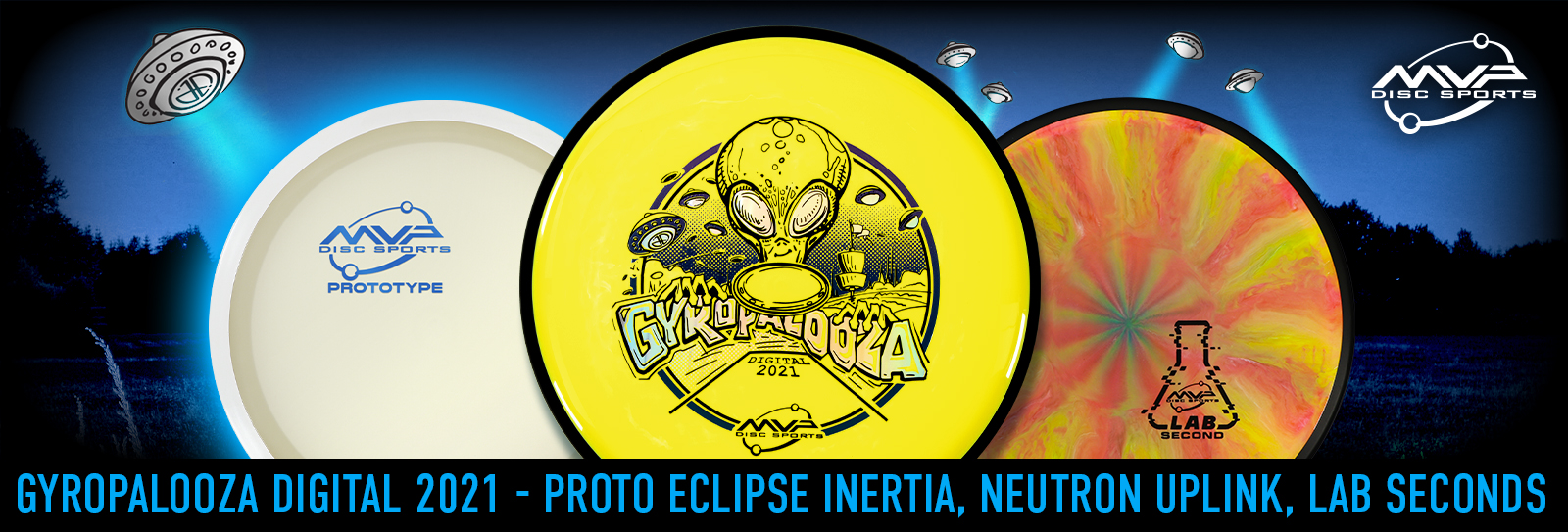 Gyro2021 Site Header Alt4b GYROpalooza banner featuring Yellow Uplink, Blue Glow Inertia, and Various Lab Seconds discs